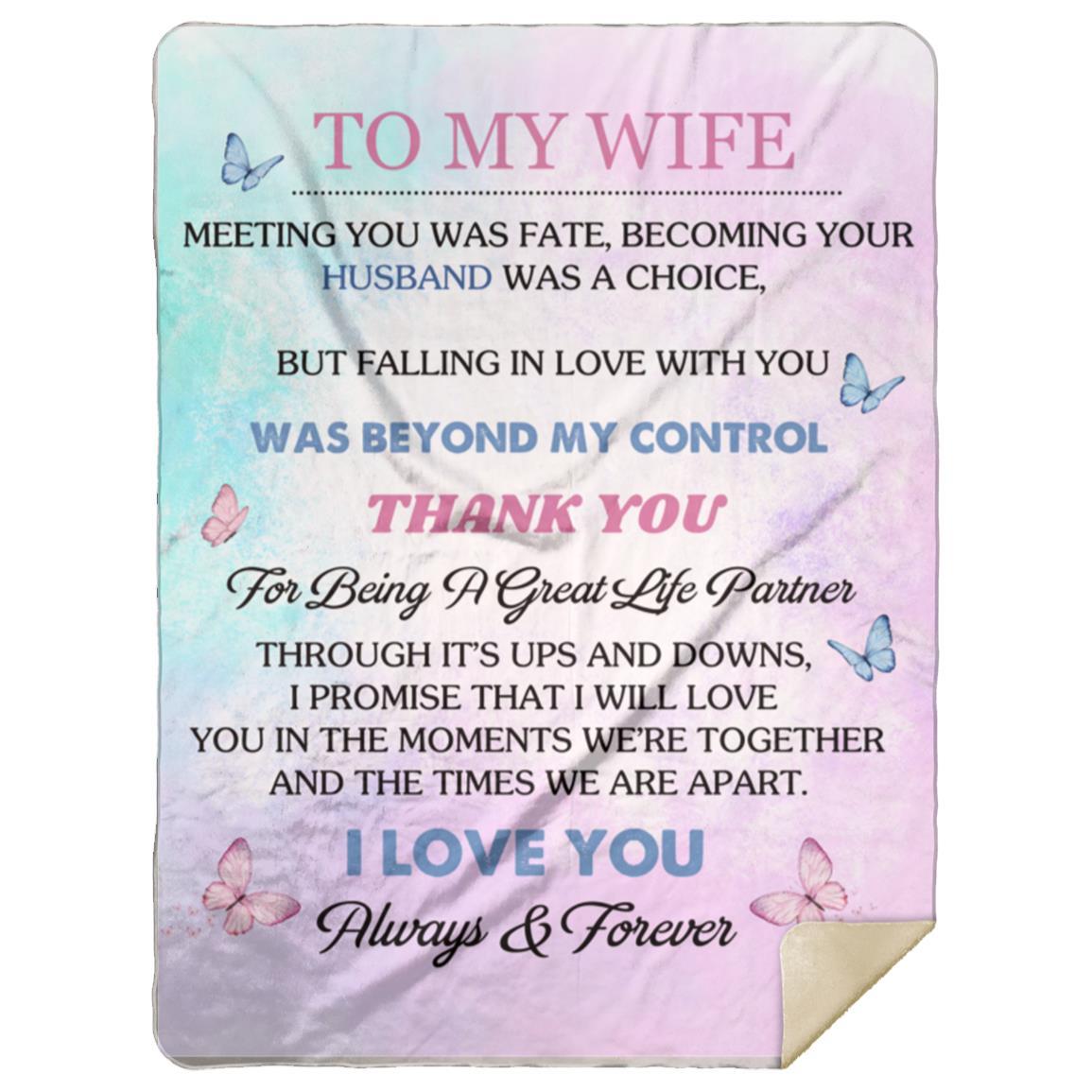 To My Wife Blanket | Love Was Fate | Blu/Pnk