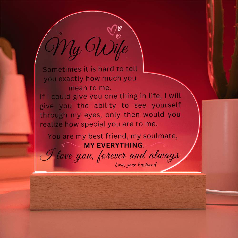 To My Wife | My Everything | LED Acrylic Plaque w/ Base