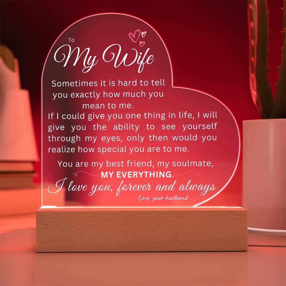 To My Wife | My Everything | LED Acrylic Heart Plaque-FROST