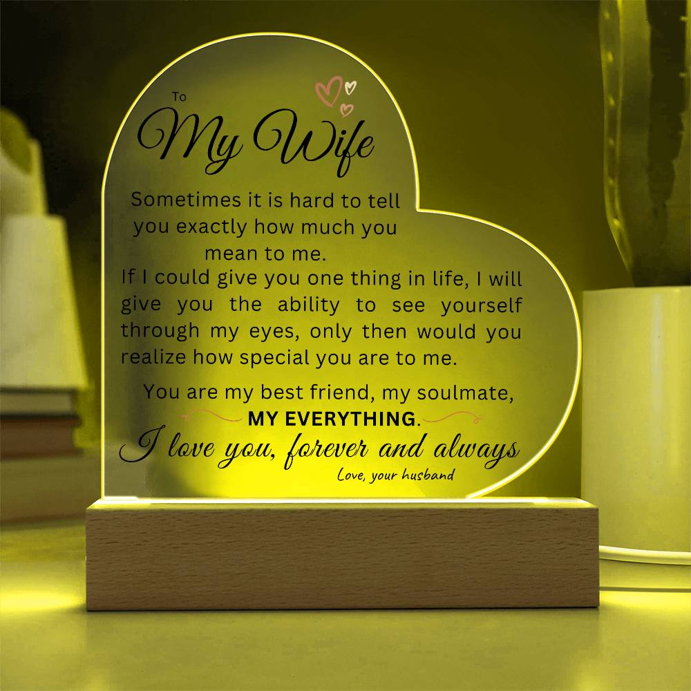 To My Wife | My Everything | LED Acrylic Plaque w/ Base
