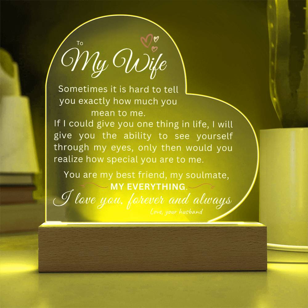 To My Wife | My Everything | LED Acrylic Heart Plaque-FROST