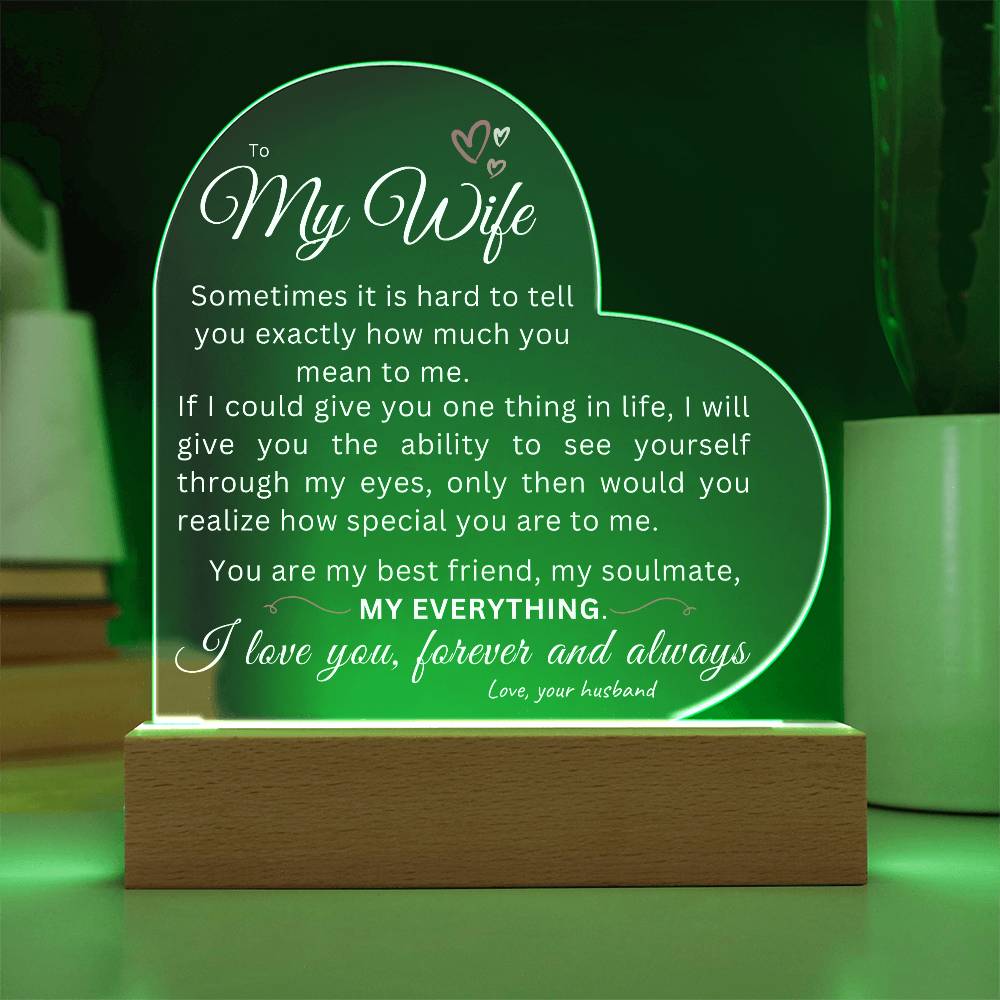 To My Wife | My Everything | LED Acrylic Heart Plaque-FROST