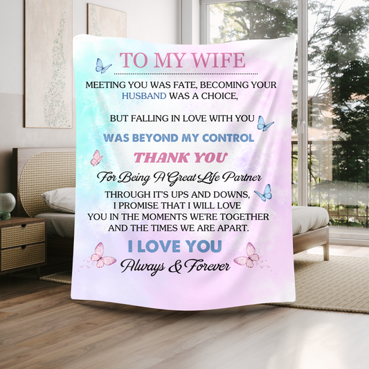 To My Wife Blanket | Love Was Fate | Blu/Pnk