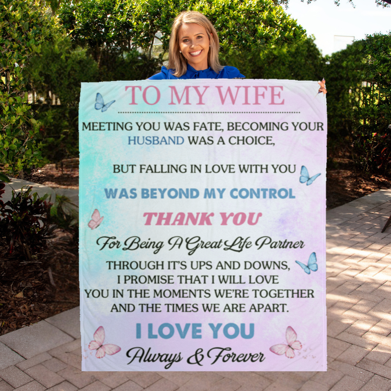 To My Wife Blanket | Love Was Fate | Blu/Pnk