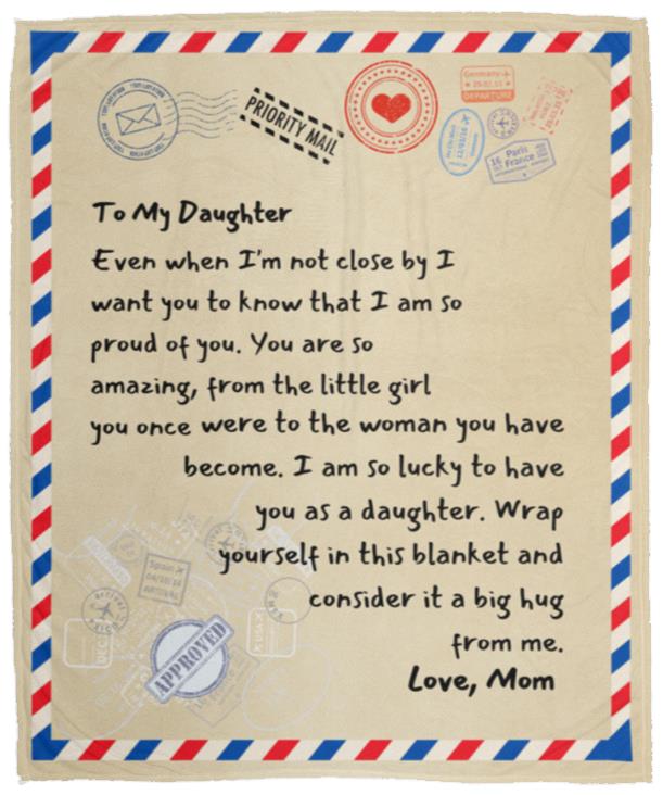 To My Daughter | Love Mom | Letter Blanket