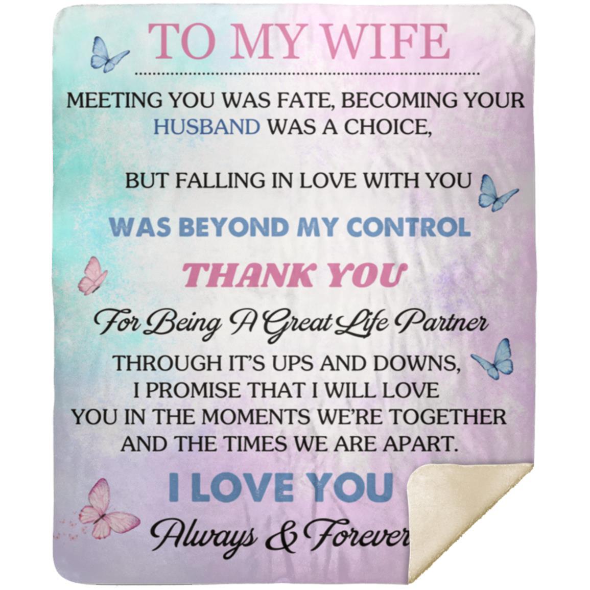 To My Wife Blanket | Love Was Fate | Blu/Pnk