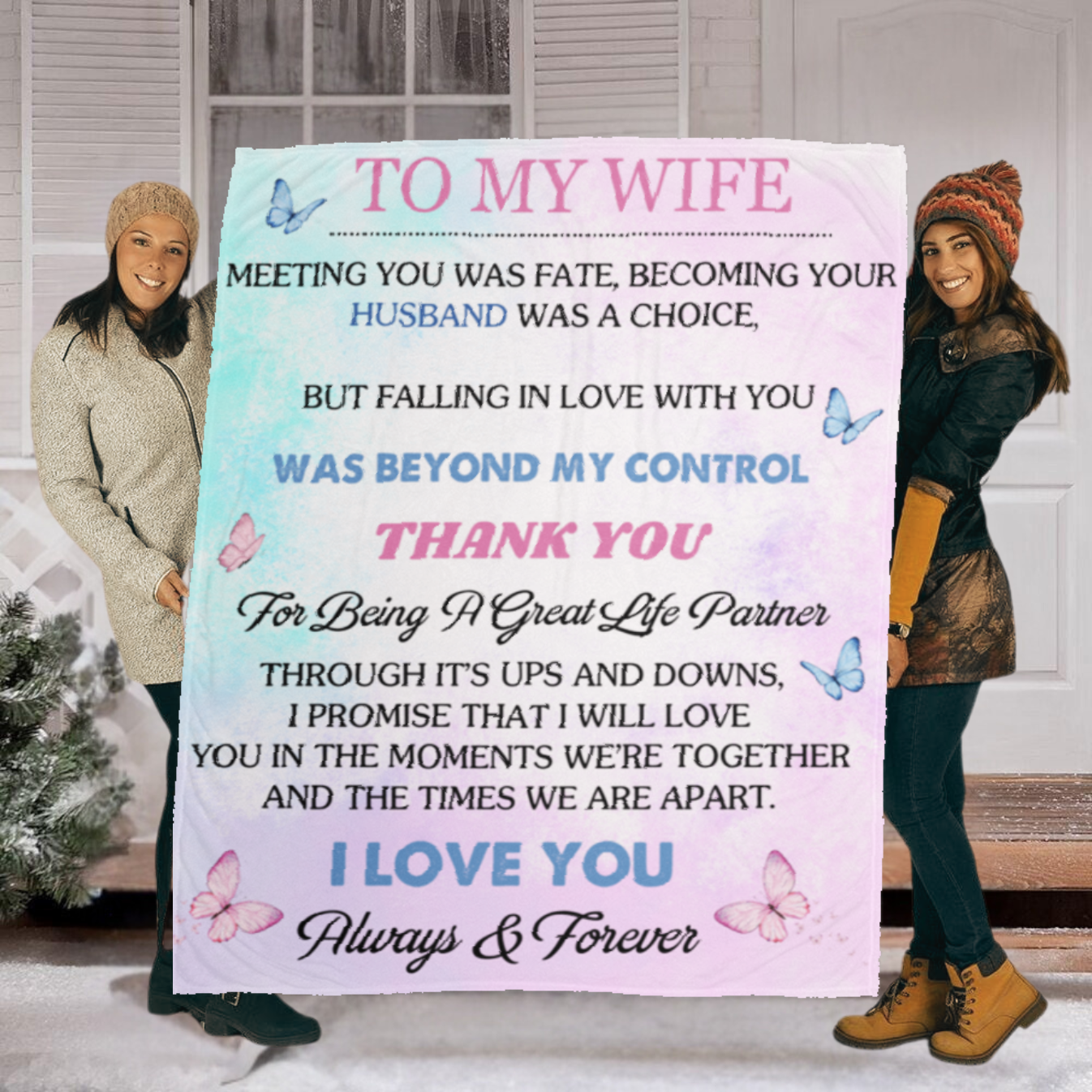 To My Wife Blanket | Love Was Fate | Blu/Pnk