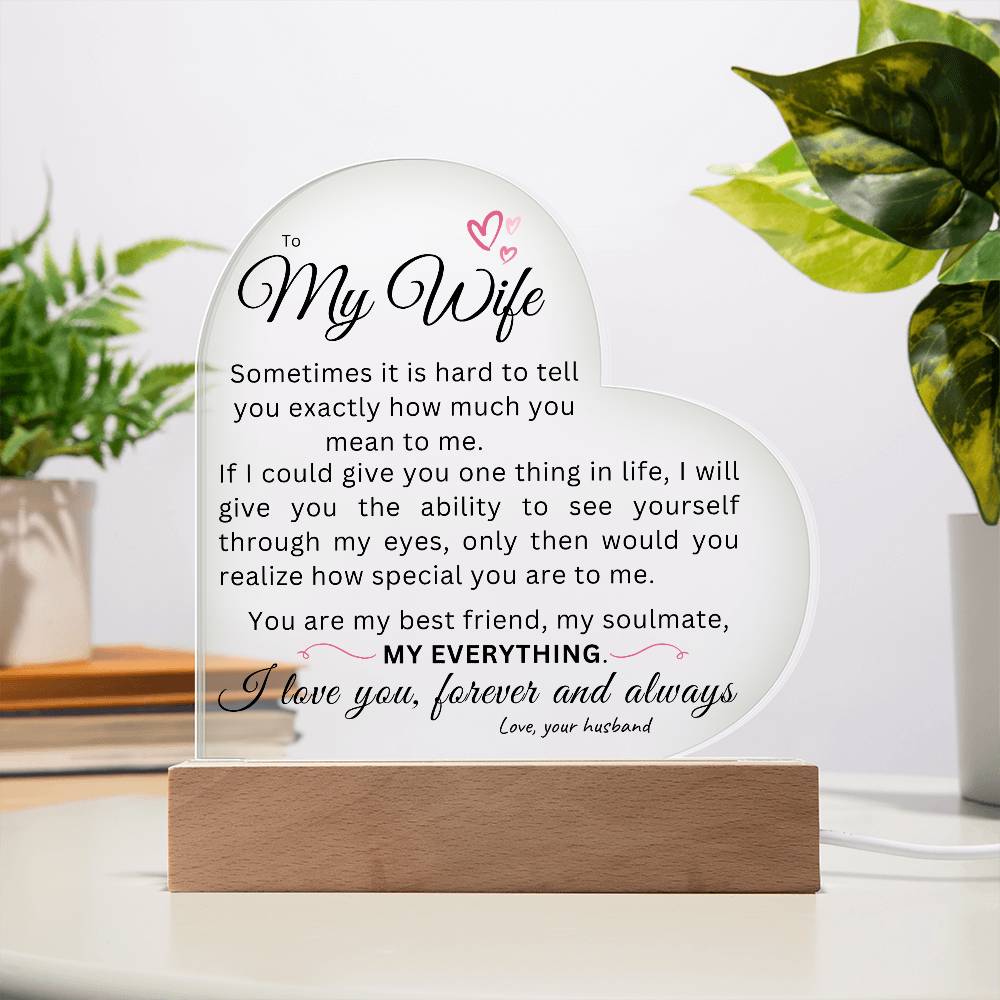 To My Wife | My Everything | LED Acrylic Plaque w/ Base