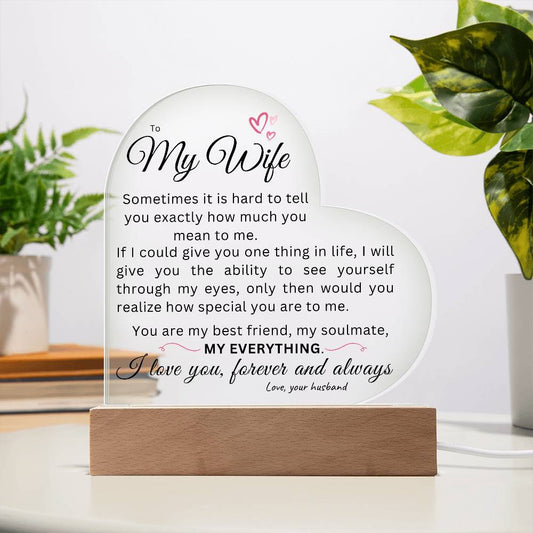 To My Wife | My Everything | LED Acrylic Plaque w/ Base