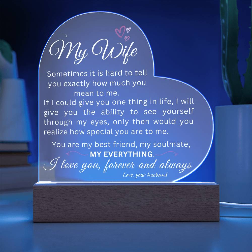 To My Wife | My Everything | LED Acrylic Heart Plaque-FROST