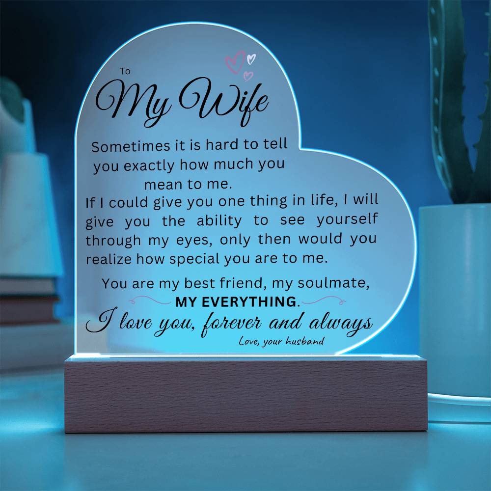 To My Wife | My Everything | LED Acrylic Plaque w/ Base