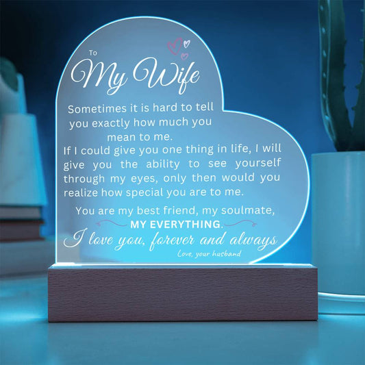 To My Wife | My Everything | LED Acrylic Heart Plaque-FROST