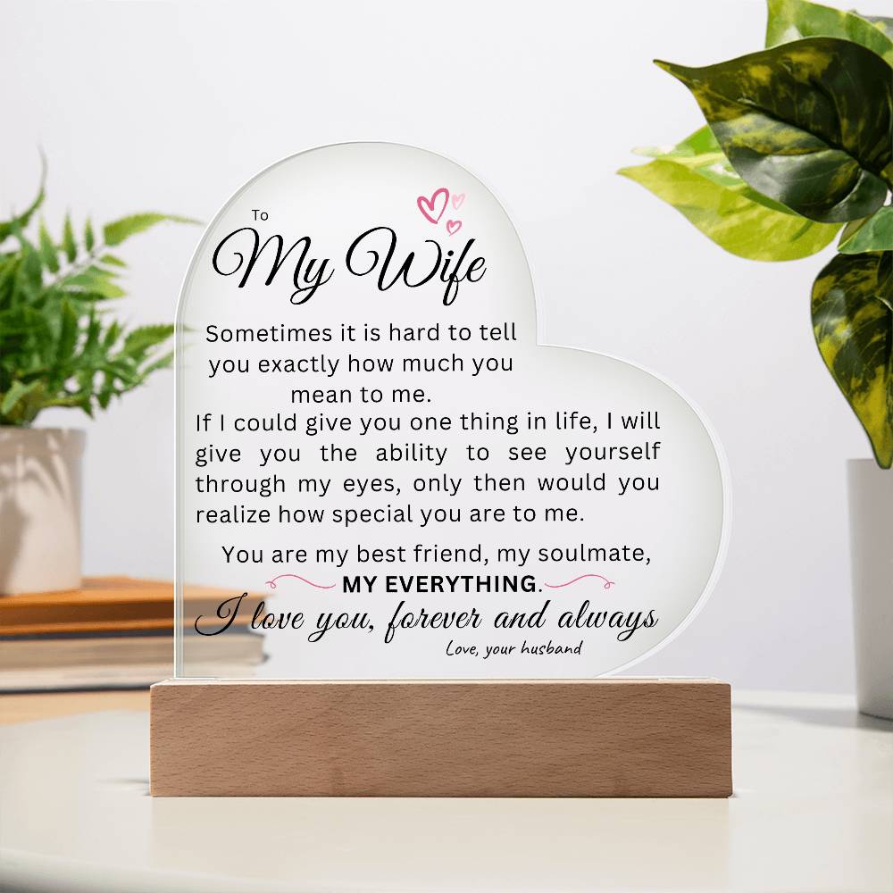 To My Wife | My Everything | LED Acrylic Plaque w/ Base