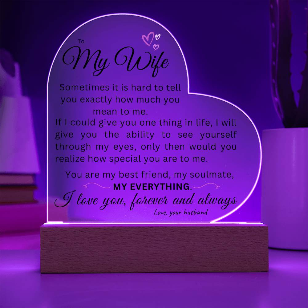 To My Wife | My Everything | LED Acrylic Plaque w/ Base