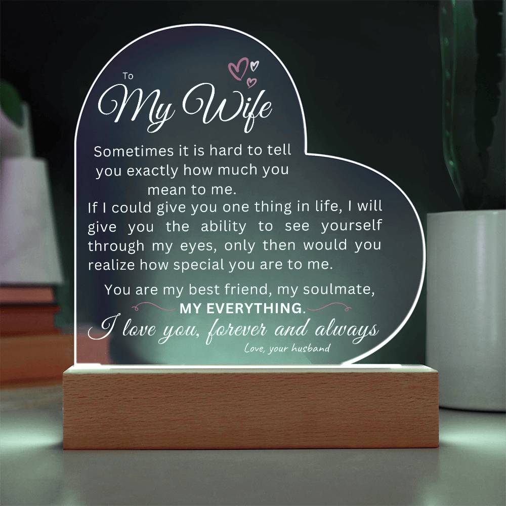 To My Wife | My Everything | LED Acrylic Heart Plaque-FROST