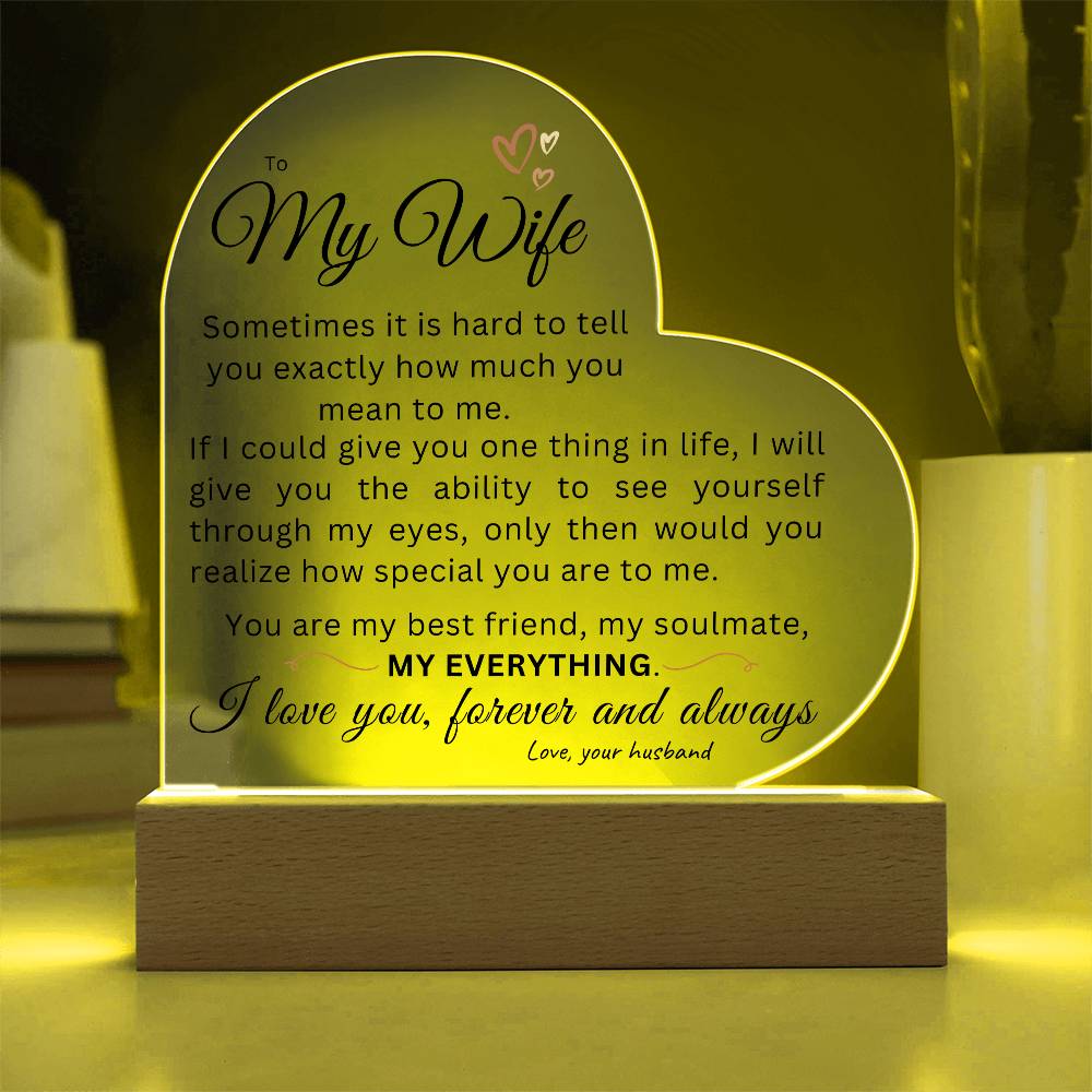 To My Wife | My Everything | LED Acrylic Plaque w/ Base